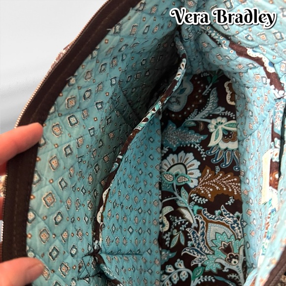 Vera Bradley Java Blue Quilted Cotton Retired Pattern Toggle Tote Shoulder Bag - Picture 10 of 10